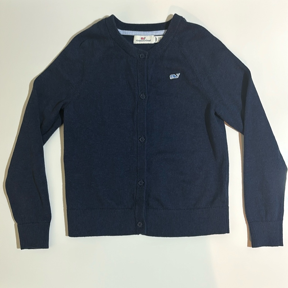 Vineyard Vines Girls’ Navy Cardigan Sweater - XS (5-6)